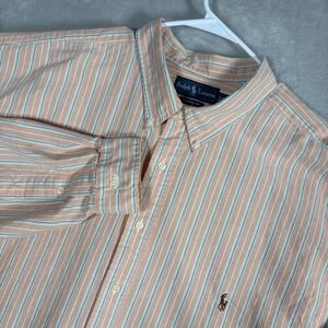 Ralph Lauren Shirt Men's 4XLT Orange Stripe Oxford Cloth Heavyweight Luxury